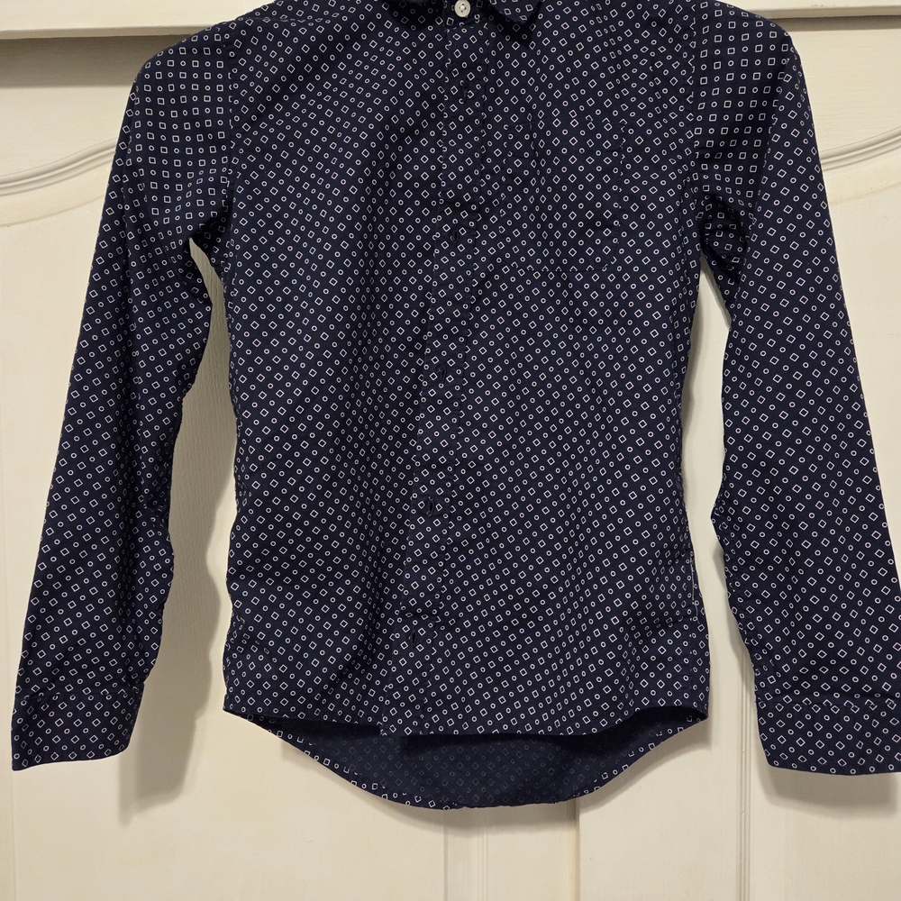 Childrens Place Boy's Dark Blue Geometric Shirt